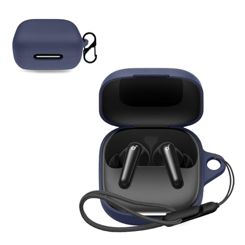 For Anker Soundcore P31i �p �P�[�X �J�o�[ �yNOUKAJU�z ���C�����X �C���[�z�� �V���R�� �ی�P�[�X �i�J���r�i�t��+�X�g���b�v�t�� �j �����h�~ �L�Y�h�~ �ϏՌ� �����[�d�\ �h�� �h�o (�u���[)