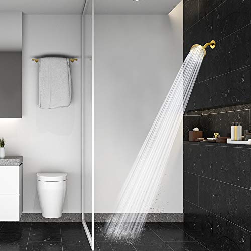 Showermaxx, Elite Series, 6 Spray Settings 5 Inch Adjustable High Pressure Shower Head, Maxx-Imize Your Shower With Showerhead In Polished Brass/Gold Finish #TOP4