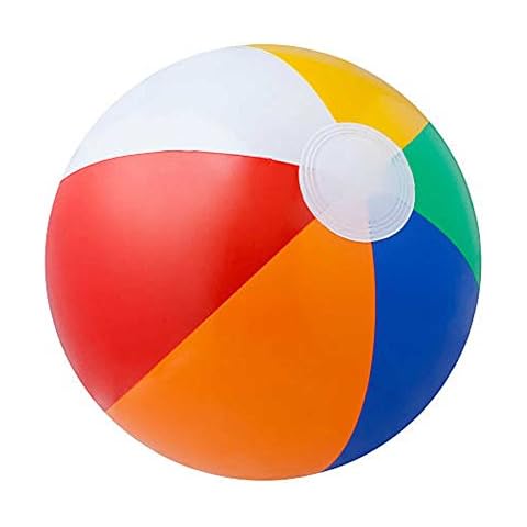 SHATCHI 16/20/24 inch Beach Ball Inflatable Multi Coloured Holiday Swimming Pool Party Toys Blow Up Summer Game, 1pk-12pk, Rainbow, 1pc Cover