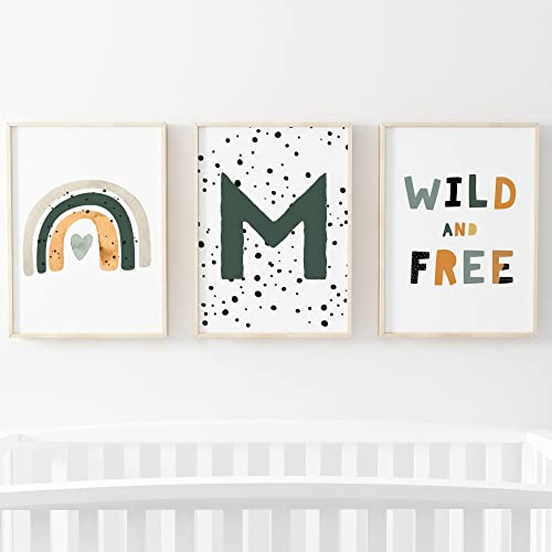 Pompom Prints® Set of 3 Boys Bedroom Prints, Rainbow Nursery Prints, Scandi Boho Style Nursery Decor, Playroom Prints [Picture Frames not Included] (A3, M)