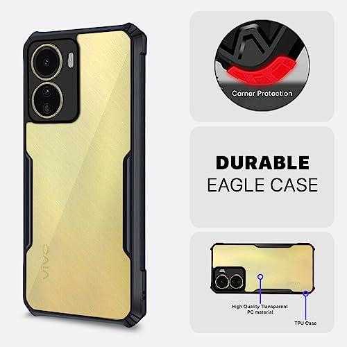 Image of Pikkme Vivo Y16 Back Cover | Crystal Clear Transparent Back | Ultra Hyrbid | Full Camera Protection | Raised Edge | Bumper Back Case for Vivo Y16 (Plastic, Black)