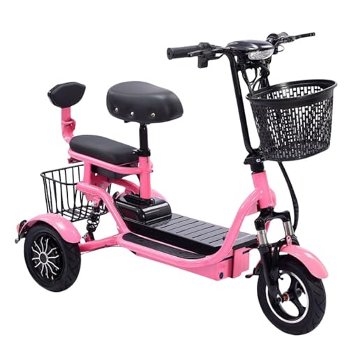 zhyunvd Scooter De Movilidad De 3 Ruedas, Eléctrico Adulto Plegable Y Ligera,Mobility Scooter,Plegable Desmontable,Almacenamiento Móvil para Maletero De Coche Pink,35kmk