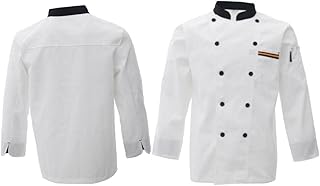 CLUB BOLLYWOOD Unisex Chef's-Uniform Long Sleeve Double-Breasted Men Women Chef Coat White XXL | Chef Coats | Chef Coats-picture-53