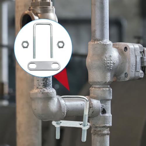 6 Stück Bügelschraube, M8 40x100 mm U-Schrauben, U-Bügel Quadratische, Edelstahl U-Bolzen mit 12 Muttern und 6 Rahmenplatten, U Bügel Mit Gewinde M8, für Zaunpfosten, Rohr Befestigung,Auto Abschleppen