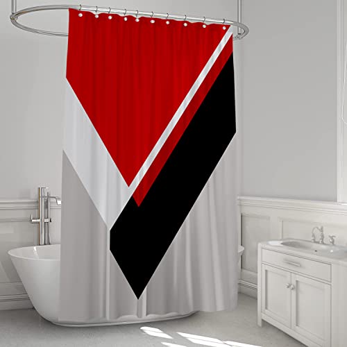 Gibelle Rot Blau Duschvorhang, Schwarz Silber Grau Moderner Duschvorhang Cover