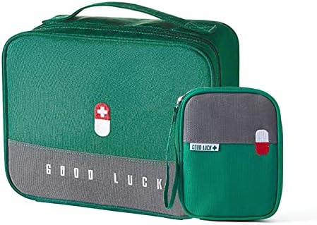 Souarts First Aid Bag Compact First Aid Kit Bag Multifunctional Layered Medicine Box Small Portable Medicine Bag for Emergency Home Office Car Outdoors Boat Camping Hiking(Green)