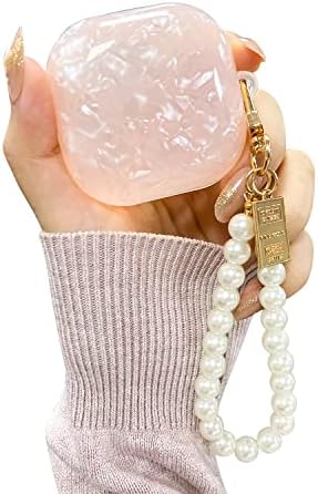 Fycyko Compatible with Samsung Galaxy Buds 2 Pro(2022)/Galaxy Buds 2/Galaxy Buds Pro/Galaxy Buds Live Case with Pearl Keychain Cute Shockproof Protective Cover Case Pink