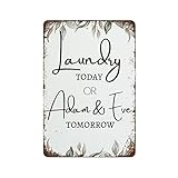 NAMEY Laundry Room Sign Decor Adam&Eve Quote Laundry Room Laundry Art Funny Vintage Metal Tin Sign Decor Bedroom Living Room Kitchen Yard Garden 140 X 200mm