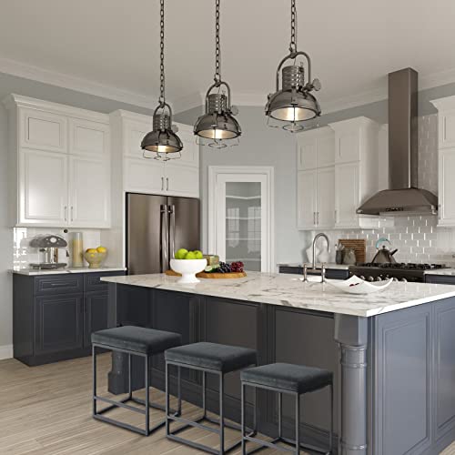 Sophia & William Counter Height 24" Bar Stools Set Of 3 Backless Bar Stools For Kitchen Island,Modern Pu Leather Square Bar Stools With Metal Steel Frame & Footrest,300 Lbs,Black #TOP2