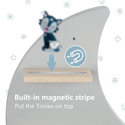 Floating Shelf Wall Mounted Set Of 4 (Moon And 3 Stars) For Toniebox Starter Set,24 Tonie Figures - Magnetic Wooden Shelves Compatible With Toniebox Player Audio Character For Children Room #TOP5