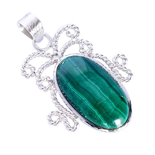 Pendentif malachite et argent 925 bijou fait main femme RI-5411