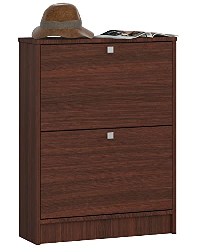 Zapatero | Armario de 2 Compartimentos | Organización de Espacio | Diseño Elegante | 60 x 80 x 20 cm | Color: Wenge