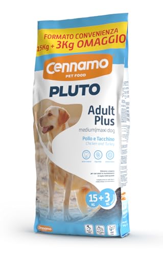 PLUTO DOG ADULT PLUS 18KG - PROMO 15KG+3KG OMAGGIO. Alimento completo per cani adulti in mantenimento di taglia medio/grande