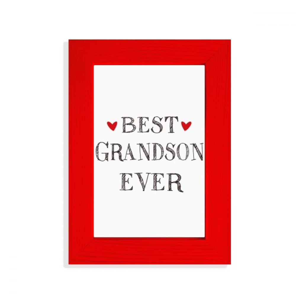 Cadre photo Best Grandson Ever rouge avec fixation murale et support