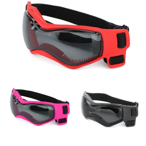 Pet Protective Sunglasses Goggles, Adjustable Elastic Band, Black, red,Rose red, Three Colors (red)