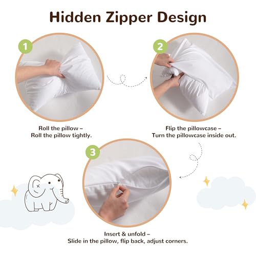 Image of NTBAY 2 Pack Pillows with Stain Pillowcases, Soft Cotton Down Alternative 13x18 Zippered Pillows for Sleeping - Machine Washable - Breathable Travel Pillow, Yellow