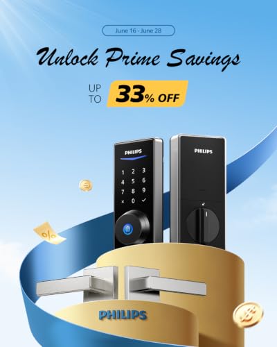 Image of Philips Smart Lock with Handles, Smart Door Lock with 2 Level Handles, Keyless Entry Door Lock Set, Digital Keypad Deadbolt for Front Door, App Fingerprint PIN Code Unlocking, Auto Locking