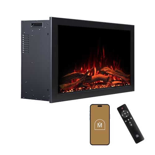 Modern Ember Highmark Traditional 33 Inch Built-in Smart Electric Fireplace Insert | Alexa/WiFi Enabled - Remote Included | Electric Firebox Heater with Multi-Color Flames | 1500W