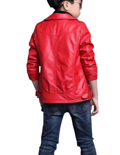 Boys Girls Motorcycle Leather Jacket for Kids Oblique Zipper Moto Biker Leather Jackets Coats Aged 3-123