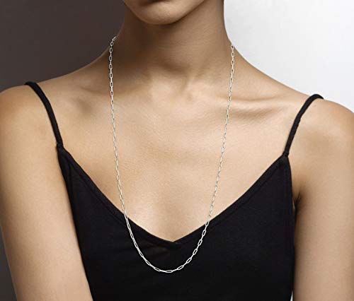 Image of Miabella Italian Solid 925 Sterling Silver, 18Kt Gold Plated 2.5mm Paperclip Link Chain Necklace for Women Men, Made in Italy