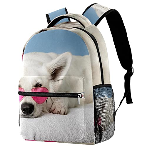 Sac à dos de voyage Leisure Campus imprimé chien mignon pour l'école avec porte-bouteille