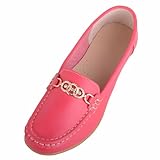 ABSOLUTE FOOTWEAR Womens Genuine Leather Easy Slip On Loafer Boat Shoe with Diamante Trim - Watermelon - UK 6 / EU 39