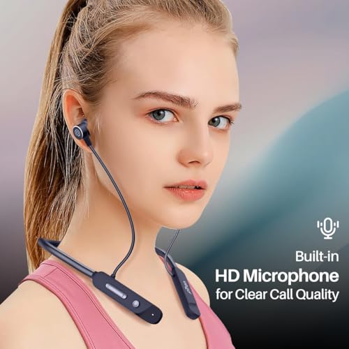 Image of pTron Tangent Buzz w / 50Hrs Playtime, Pristine Sound, Dual-Device Pairing, Bluetooth 5.4 Wireless in-Ear Earphones with Mic, Hall Switch Function, Voice Assistant, Type-C Fast Charging & IPX5 (Blue)