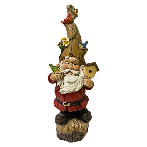 Gartenzwergstatue, Gartenzwerg Im Freien Statue Ornament wasserdichte Polyresin Dekoration, Vogelliebhaber Gnom Statue Rasen Gartenzwerg, Zwergstatue Mit Weißem Bart Dekorationen Cover