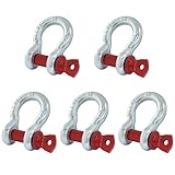 HARSKIYER 5 Pcs 1/2 Inch D Ring Shackles, 2 Ton (4409 Lbs) Working Load Limit Galvanized Heavy Duty Screw Pin Shackle for Tow Strap, Winch, Traction Steel Wire and Vehicle Recovery