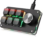 Koolertron One Handed Keyboard, 6 keys Mini Programmable Keyboard with Knobs, Fully Adjustable Macro Keyboard with RGB Lighting, 16 Macros, 6-layer Settings for Gaming, Office
