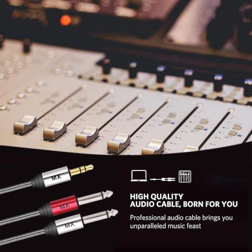 Image of MX 3.5 mm 1 /8 TRS to Dual 6.35 mm 1 /4 TS Mono Breakout Cable Y Spitter Stereo Cord Adapter Compatible with iPhone,iPod,Laptop,CD Players,Power Amplifier,Mixer, Home Stereo Systems 0.5 meters