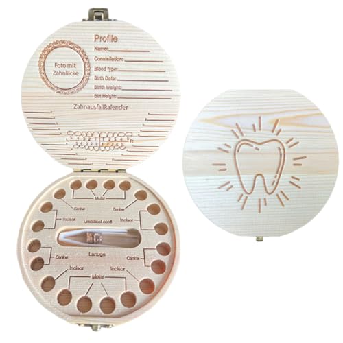 QOWIJEX 1 peça caixa dentes de leite para criança, caixa de dentes de madeira, caixa de armazenamento para dentes de bebé, caixa de dentes para bebé, caixa de madeira para guardar dentes de bebé