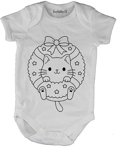 Christmas Kitten Wreath - Baby Grow