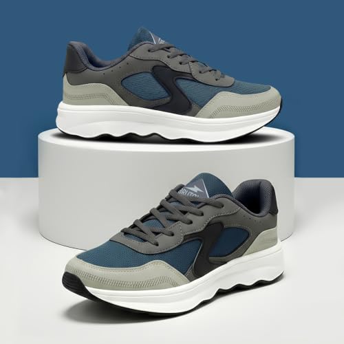 Image of BRUTON Men's RAPTOR-608 Blue Casual Stylish Sneakers | Lightweight Lace-Up Shoes | Cushioned Walking, College, Travel & Everyday Casual Footwear