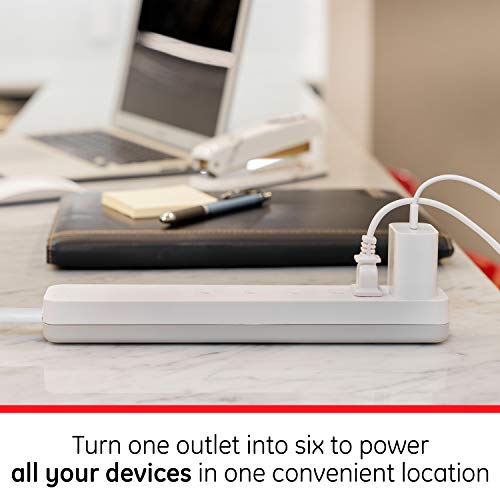 Ge Pro 6-Outlet Surge Protector 2 Pack, 2 Ft Extension Cord, 620 Joules, Power Strip, Flat Plug, Integrated Circuit Breaker, Wall Mount, Ul Listed, White, 46867 #TOP5