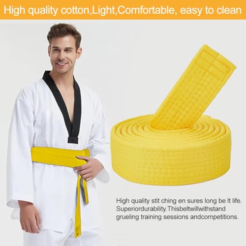 JEYORZY 1 Pcs 240cm Gelber Judo Gürtel,Gürtel Gelb, Judo Karate Gürtel Kampfsport Sport Gürtel Baumwolle,Taekwondo Belts Professioneller Karate Aikido Belt,für Erwachsene Kinder Kampfsportgürtel