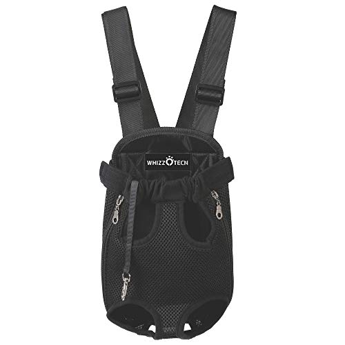 Whizzotech Adjustable Pet Carrier Backpack Pet Frontpack Carrier Travel Bag Legs Out Easy-Fit for Traveling Hiking Camping PB03 (S, Black)