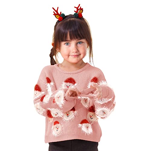 Christmas Sweaters for Girls Kids Fuzzy Cozy Chunky Long Sleeve Knit Fall Pullover Crewneck Tops Loose Winter Clothes4