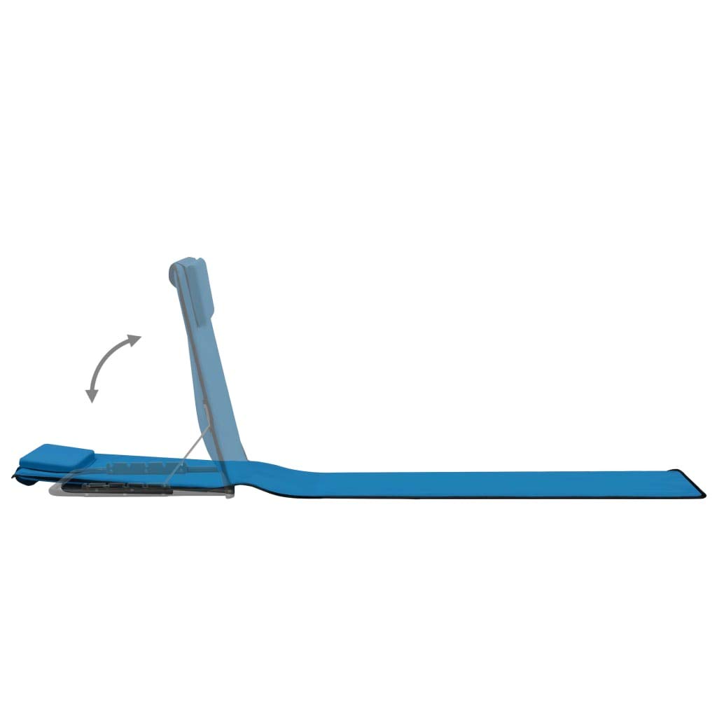 Festnight Tapis de Plage Pliable 2 pcs Chaise de Plage Bains de Soleil Matelas de Plage avec Dossier Tissu Bleu