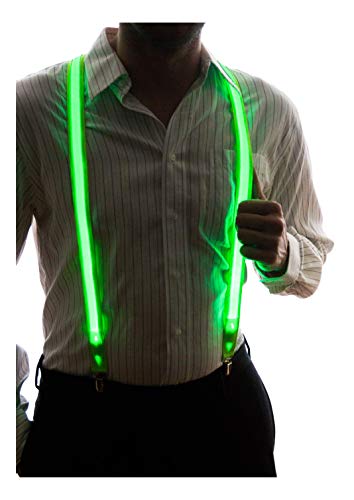 Neon Nightlife Men's Light Up LED Suspenders, One Size, Green