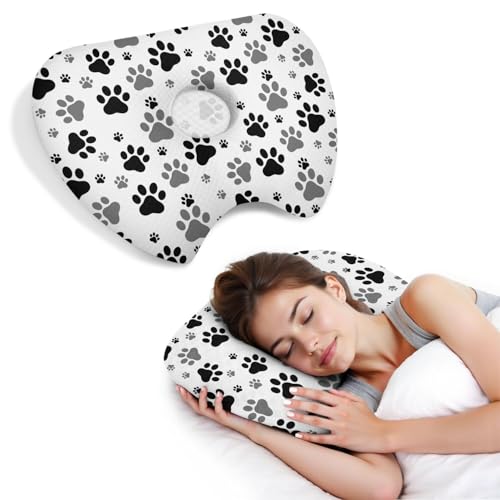 wxmbdzq Ear Piercing Pillow with Ear Hole for Side Sleeper Relief Ear Pain,Ear Pillows with Washable Cover,Washable Ear Guard Pillow,White Black