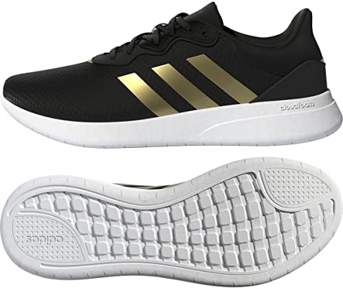 adidas Women's QT Racer 3.0 Sneaker, Black/Matte Gold/White, 9 | Image 1