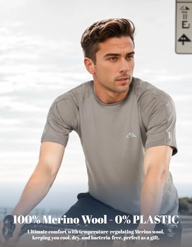 100% Merino Wool Gym T Shirts for Men, Breathable Athletic Workout Short Sleeve Tee, Moisture Wicking T-Shirts4