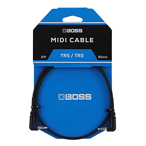 BOSS BCC-2-3535 – 2ft / 60cm – Space-Saving 3.5mm TRS MIDI Cable – Provides Premium connectivity Pedals with Space-Saving Right-Angled 3.5 mm TRS MIDI Jacks to Other TRS MIDI Equipment