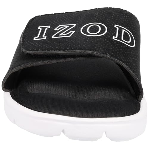 IZOD Sandals for Men, Adjustable Slide Sandals with Memory Foam Cushioning, Black, Size XL (Mens' 13)2
