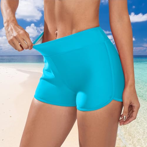 Missvog Plus Size Womens Board Shorts Teal Athletic Stretchy Tankini Boyleg Bottoms Juniors Girls Bathing Suit Trunks thumb #2