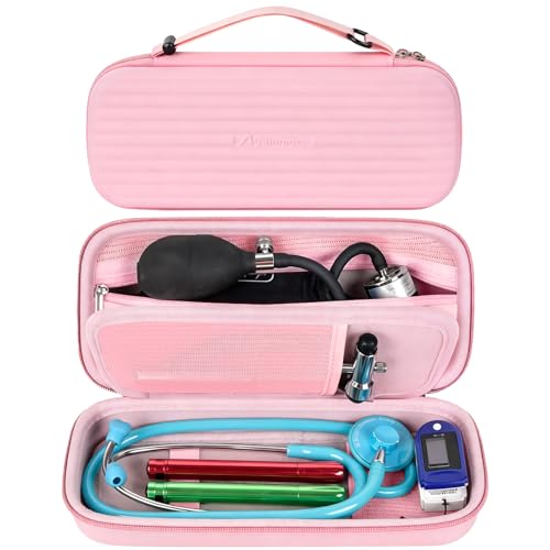 Image of Stethoscope Case Compatible with 3M Littmann Classic III /for MDF Instruments /for Paramed /for FriCARE Monitoring Stethoscope, Extra Room for Doctor & Nurse Accessories-Pink