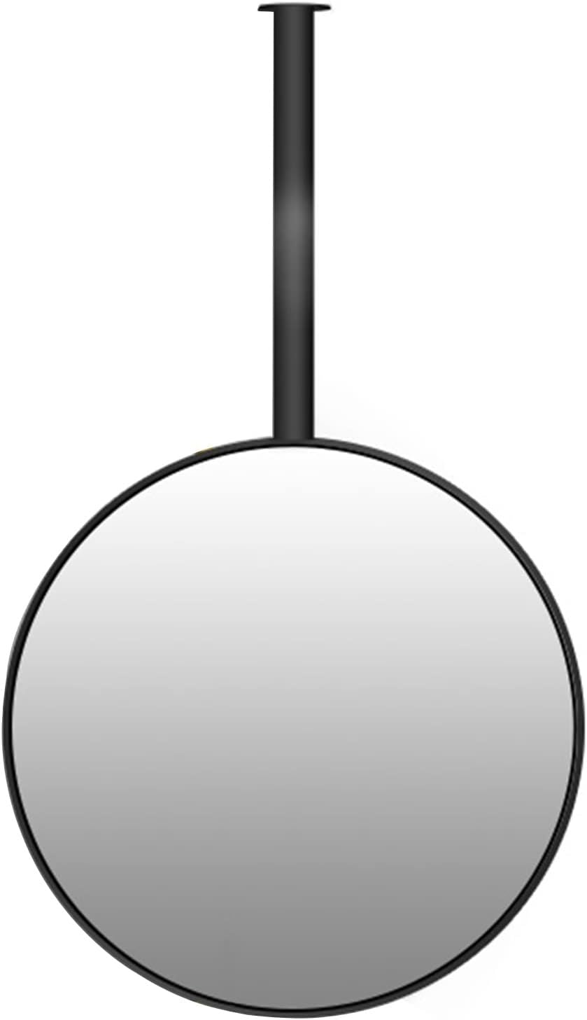 Black Metal Ceiling Mounted Mirror with Ceiling Hanging Rod (Boom can be Customized) Round Decorative Bathroom Mirrors Creative Large Makeup Shaving Mirrors (Size : Diameter-50CM/19.7INCH)