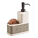 mDesign dispenser sapone ricaricabile - con porta spugna - per cucina e bagno - bianco sporco champagne