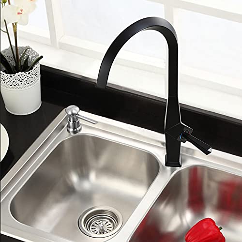 Mitigeur de cuisine à arc élevé noir mat en laiton durable